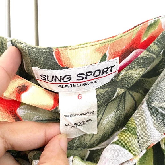 Vintage 90s Alfred Sung Sport tropical skort - Picture 5 of 6